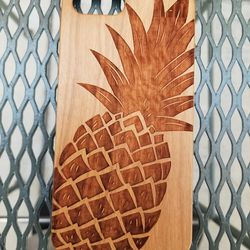 Pineapple Design laser engraved wood case for iPhone and Samsung Galaxy