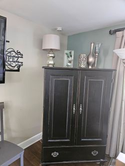 Black Solid Wood TV/Desk Cabinet  from World Market