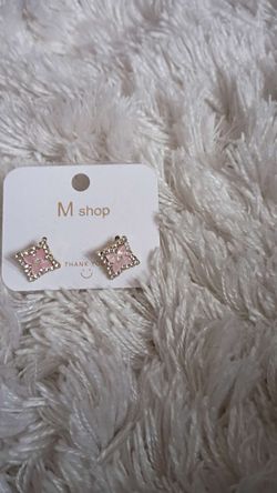 Pink Crystal Star Stud Earrings