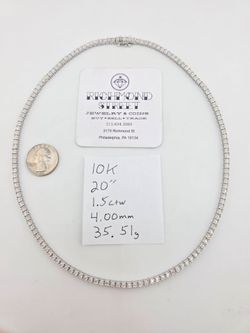 10k white gold natural diamond tennis necklace