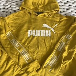 Yellow Cropped Puma Hoodie