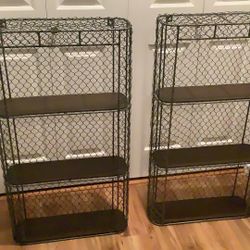 Pottery Barn Pair Industrial Wire Shelves X2