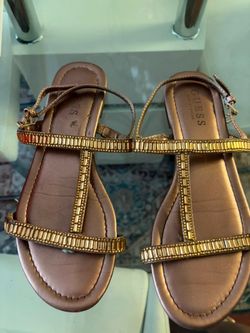 Guess Flat Sandals with Gold Embellishments
