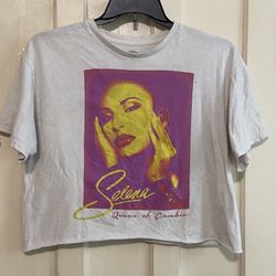 Selena Queen Of Cumbia White Cut Off Cropped T Shirt Women Sz large