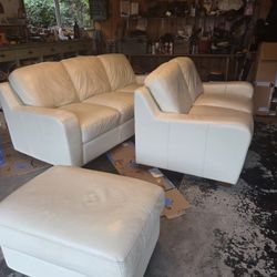 Leather Sofa, Loveseat And Ottoman $500 For Set.