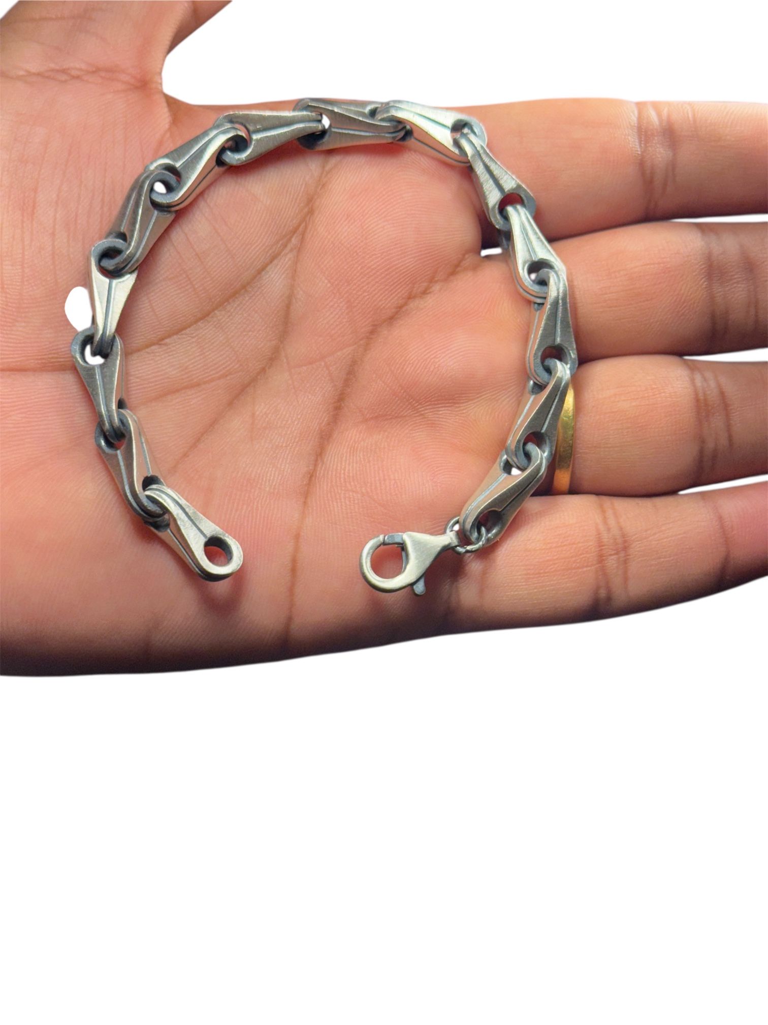 925 Sterling Silver Handmade Bracelet 8.3 Inch Matte Finish 6mm Heavy Chain