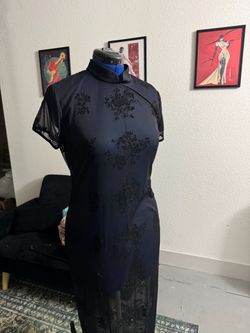 Black cheongsam style dress