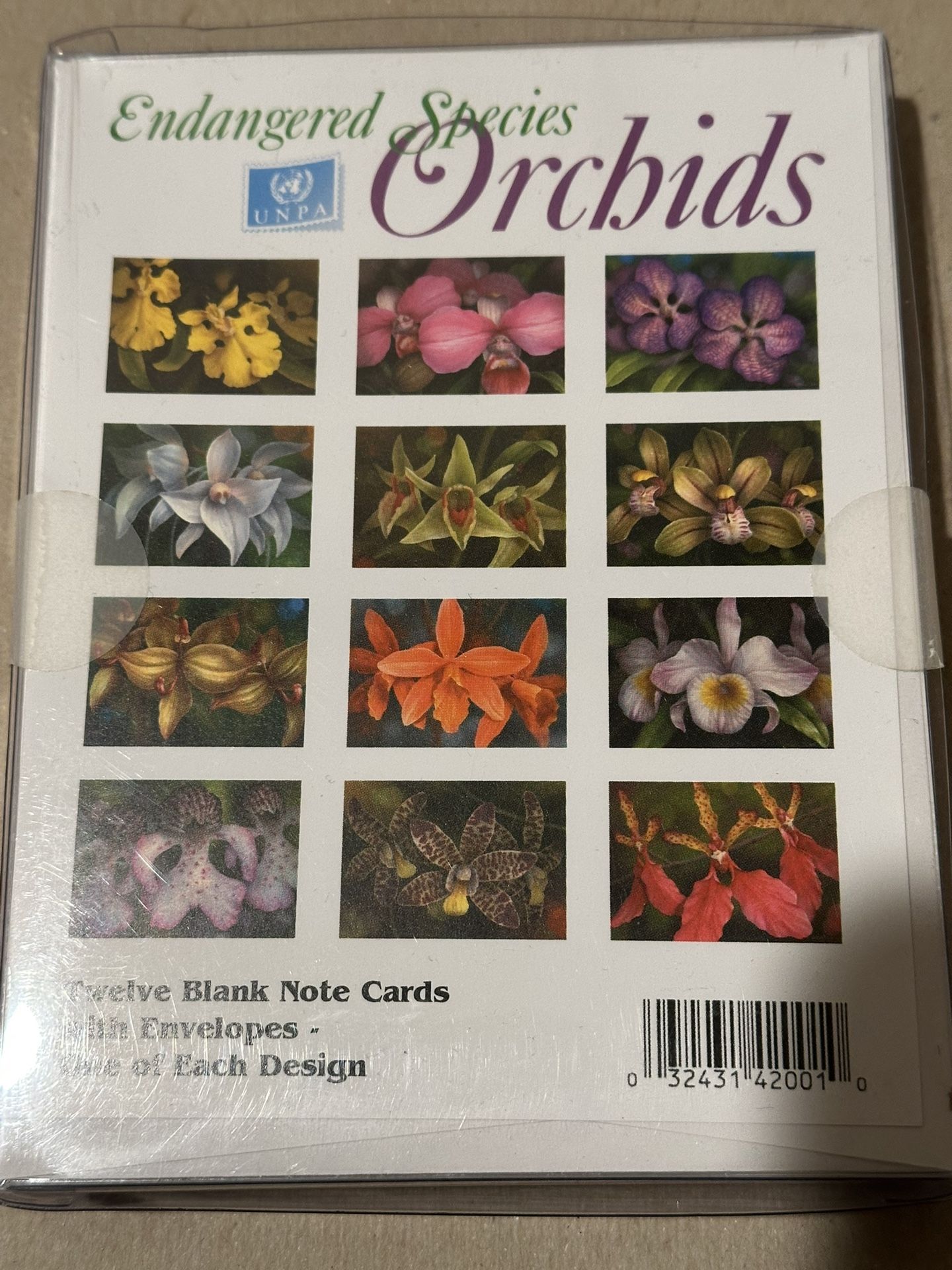 12 UNPA Assorted All Occasion Blank Note Cards with Envelopes - ORCHIDS -SEALED