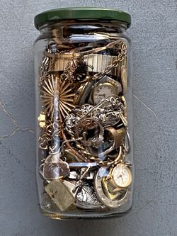 Jar Full Of Jewlery- Vintage Jewelry Lot
