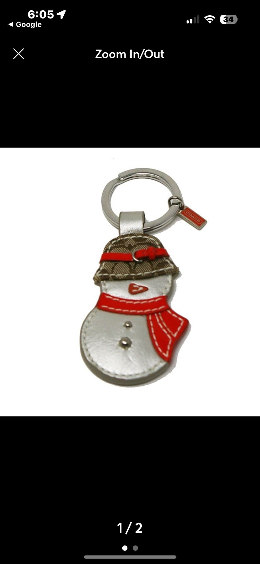 Coach 2008 Christmas Holiday Bag Charm Key Chain