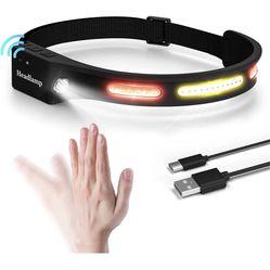 LED Headlamp, Rechargeable Headlamps Flashlight with Motion Sensor & 5Modes Light, Waterproof IPX5 Headlight Camping Gear for Outdoor Running Cycling 