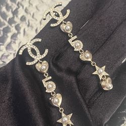 Authentic CC Long Pearl Earrings
