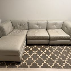 Gray Leather Sectional Sofa