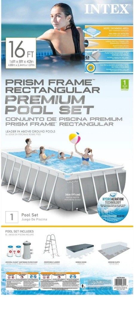 16ftx8ftx42in Rectangle Pool