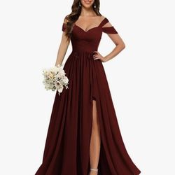 Wine Bridesmaid Dress