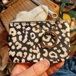 Victoria's Secret black, pink, and white leopard print key and credit card holder