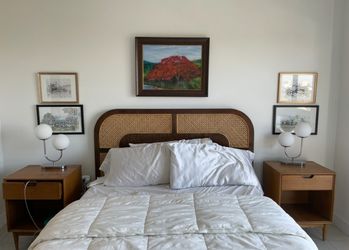 CB2 Nadi Wood MCM (mid century modern) style Queen bed