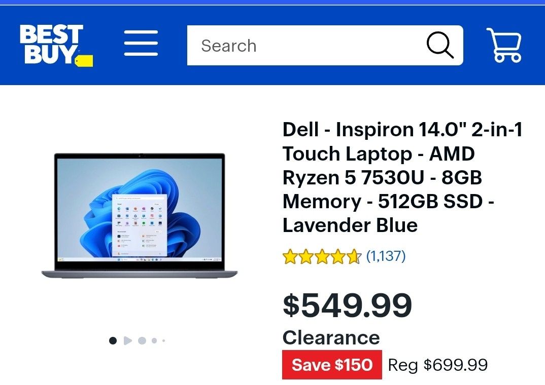 PLEASE READ THE DESCRIPTION
Dell Inspiron 14-7435 2-in-1
HD Touch Win 11 Laptop
/RAM 8GB/ 512GB SSD