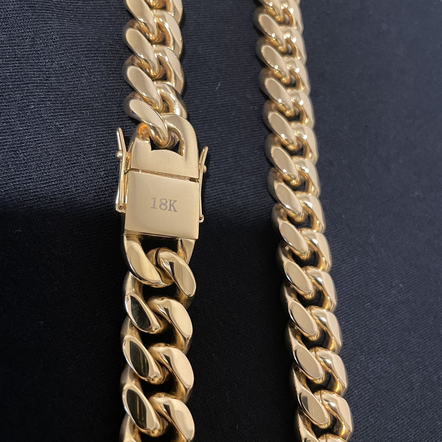 18k Gold Chain Necklace Cuban Link Miami Style