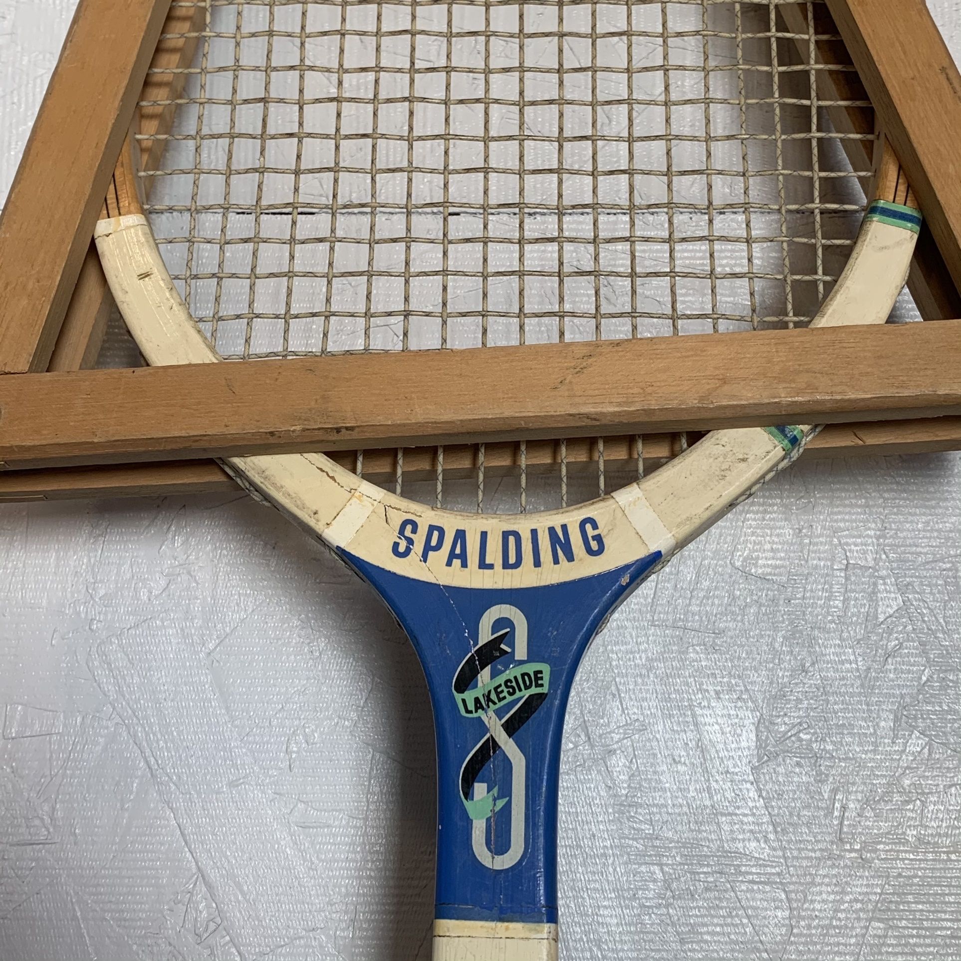 Vintage Spalding LAKESIDE Tennis Racket with Wood Press Man Cave Decor