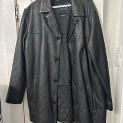 Wilson Leather Pelle Studio Men's Long Coat Black Thinsulate Ultra Lining L