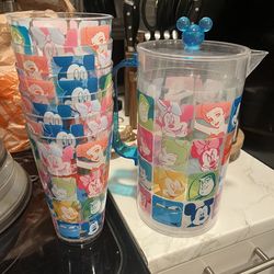 Old Disney Pitcher & Glasses