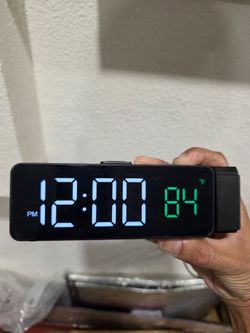Netzu Projection Alarm Clock for Bedroom Ceiling, Small Compact Plug-in Digital Clocks with 180 Rotatable Projector, Temperature 4 Levels Birghtness, 