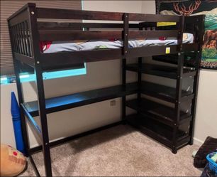 (2) KIDS BUNK BEDS WITH SHELVES AND GAMING AREA