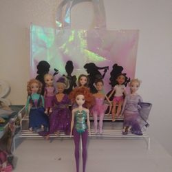 Barbie Disney Doll Lot Of 8 Purple/pink Clothes 