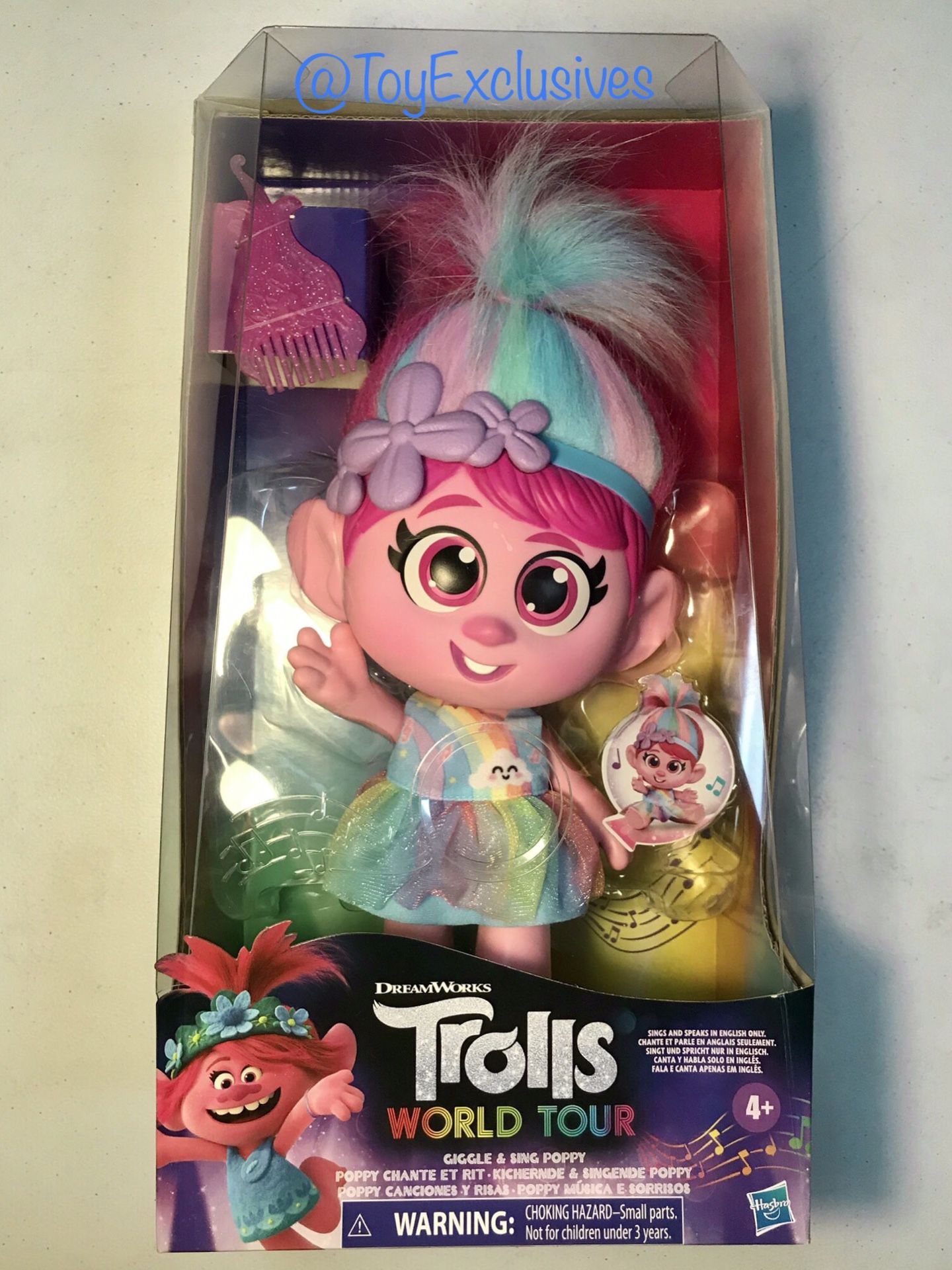 NEW Trolls World Tour GIGGLE & SING POPPY Singing Talking Hasbro Doll Discontinued Banned IN HAND!
