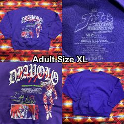 JoJo’s Bizarre Adventure Diavolo & King Crimson Purple Crewneck Sweater Adult XL