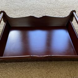 TWO SOLID WOOD TRAYS (24" x 19" and 20" x 17.5")