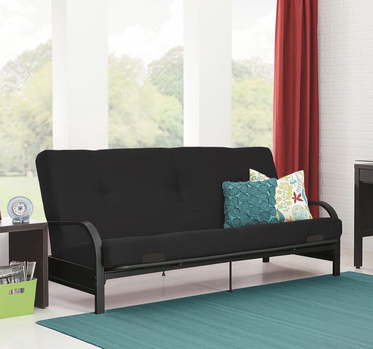 Brand New Contemporary Full Size Metal Futon Sleeper Sofa Bed in Black