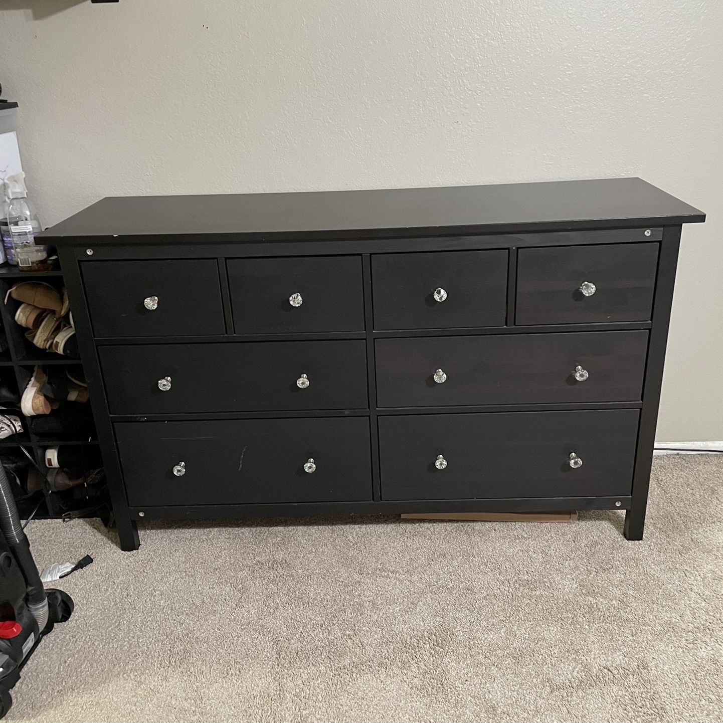 ikea black dresser 8 drawer SOLD-Black IKEA Hemnes 8-Drawer Dresser -62.5width -19.5depth -37.5height #ikea #ikeahemnes #ikeadresser #dresser #thriftshop