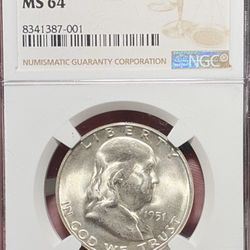 1951-S FS-501 RPM S/S 90% SILVER MS64 FRANKLIN HALF DOLLAR ERROR COIN!