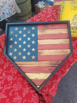 Handcrafted American Flag Shape Of Home Plate