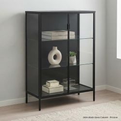 IKEA Black Metal Glass Display Cabinet