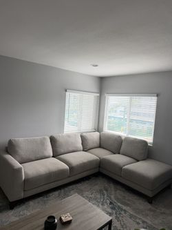 Living Spaces Light Grey Sectional Couch