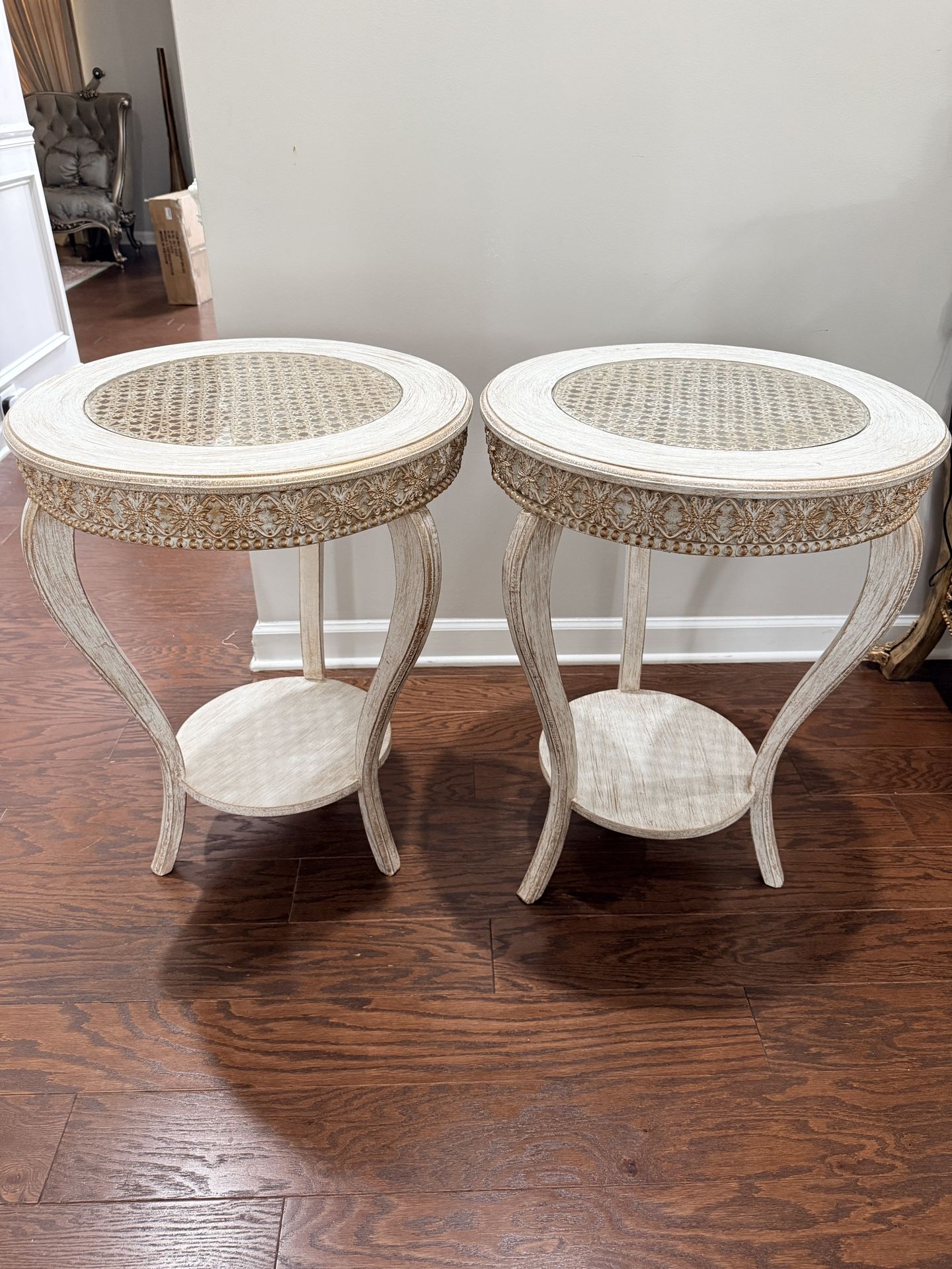 Table With Cane And Glass Top