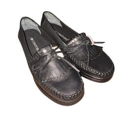 WOMENS I LOVE COMFORT BLACK LEATHER KILTIE TASSEL LOAFERS 7M MOCASINS SLIP ON NEW