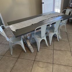 Farmhouse Dinning Table W/bench & Chairs