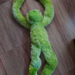 K&M International Wild Republic Lime Green Monkey Plush Long Hanging Hands Feet 