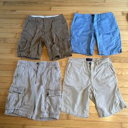 Lot Of 4 Khaki Shorts American Eagle Aeropostale Longboard