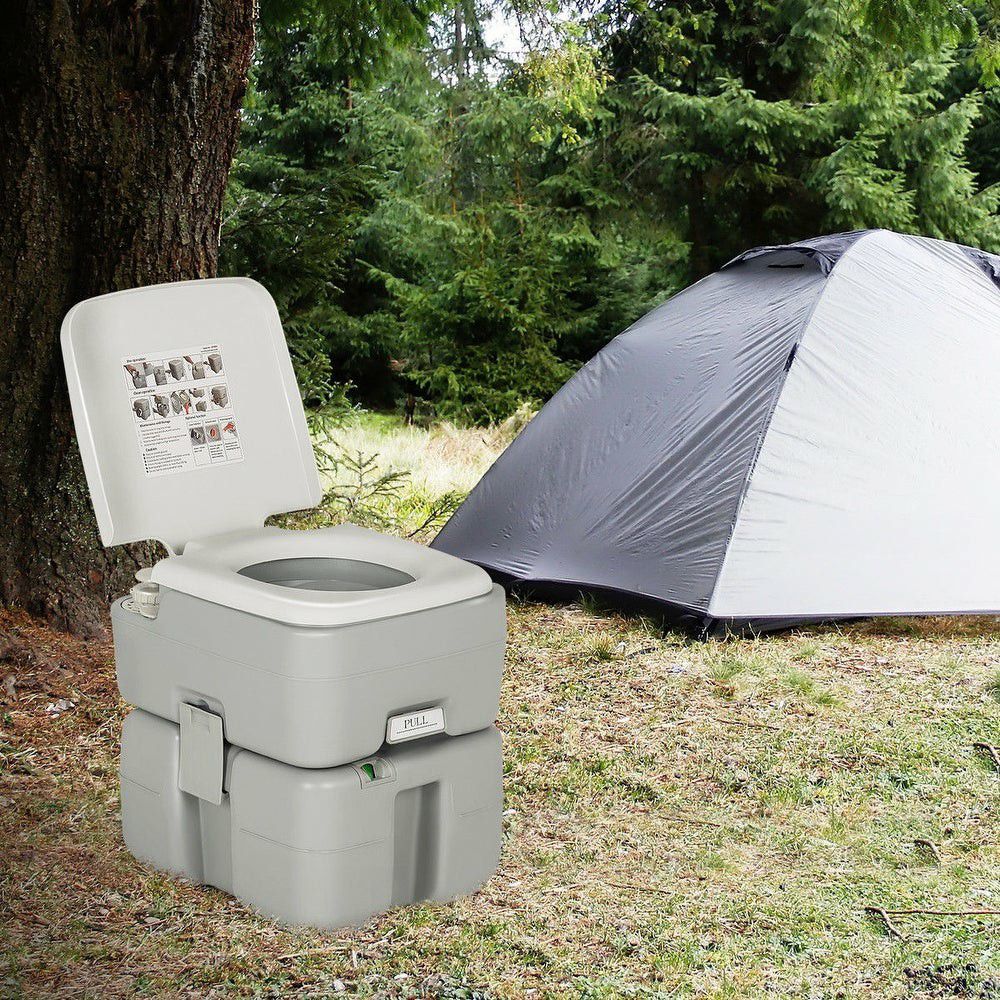 New 5.3 Gallon Portable Travel Toilet with Piston Pump Flush