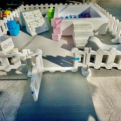 Toddler Playland   White Grey Blue Pink Green