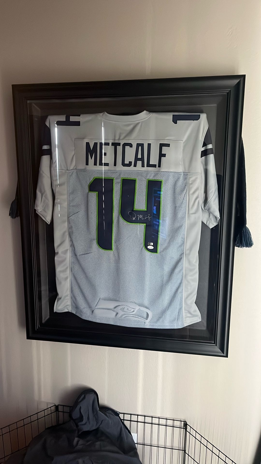 Signed DK Metcalf Jersey And Wall Case