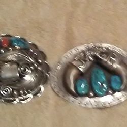 Belt Buckles-Sterling, Bear Claw, Turquoise And More