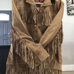 Ladies Leather Fringed Jacket