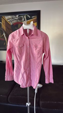 Pink gingham blouse