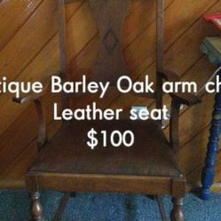 Antique Barley Oak Arm Chair $75